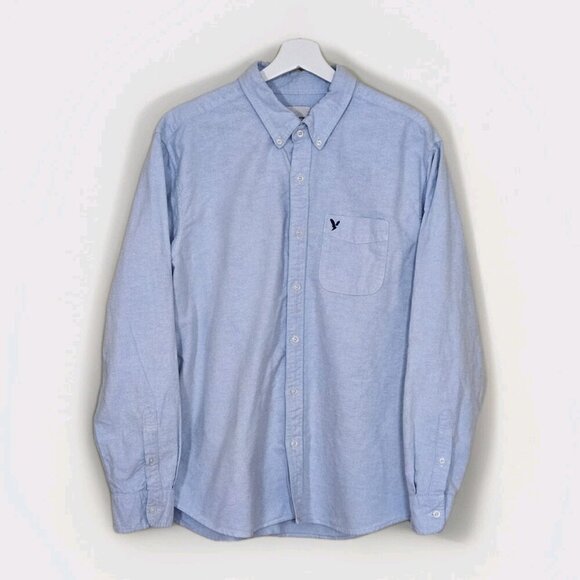 American Eagle Shirt Mens L Blue Collared Button Down LS Cotton Western Preppy - Picture 1 of 16